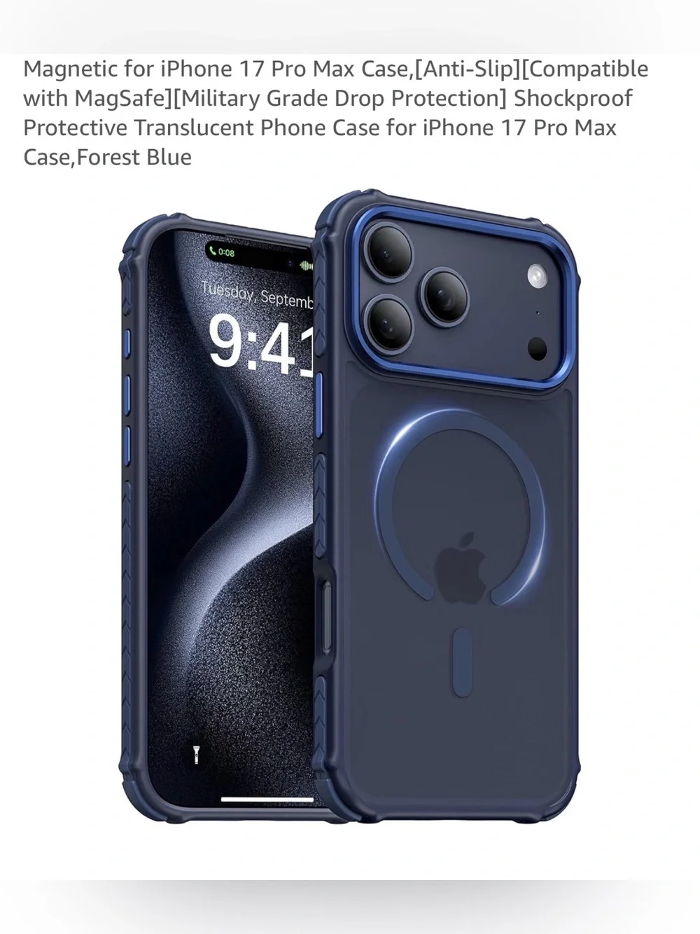 MagSafe-Compatible Shockproof Phone Case for iPhone 17 Pro Max - Forest Blue